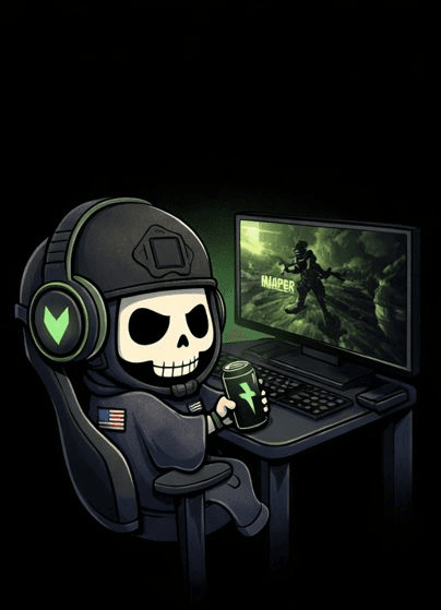 Mini Reaper illustration at a gaming desk